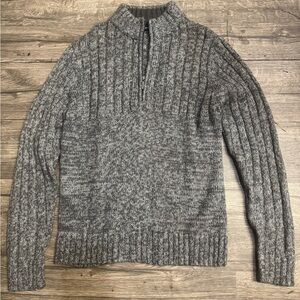 Michael Brandon Gray Ribbed Zip-Up Sweater